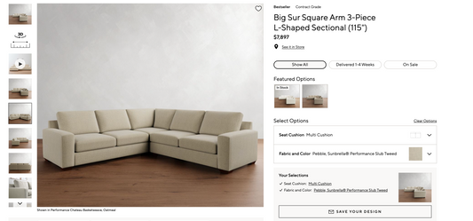 80% OFF Pottery Barn Big Sur Sectional Sofa – Certified Clean + Free OC Delivery