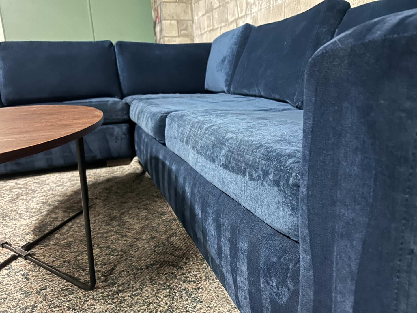 Joybird Anton Blue Velvet Sectional Sofa - (Retails $5,100) Delivery Available!