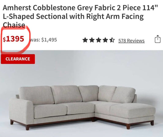 60% OFF Living Spaces Amherst Sectional Sofa – Certified Clean + Free OC Delivery