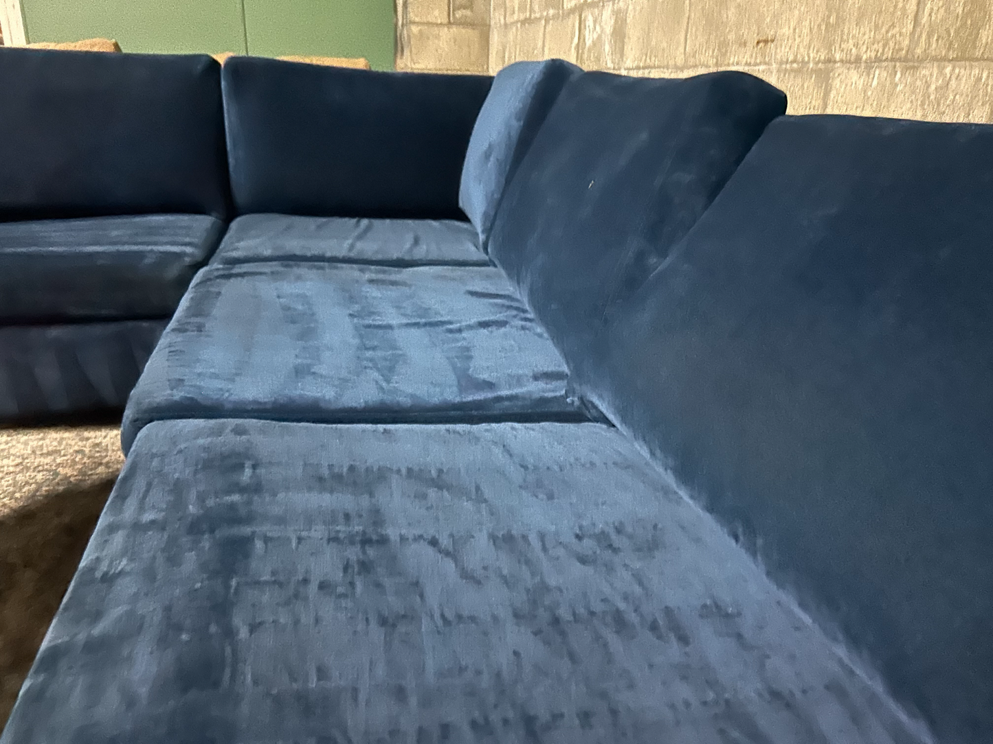 Joybird Anton Blue Velvet Sectional Sofa - (Retails $5,100) Delivery Available!
