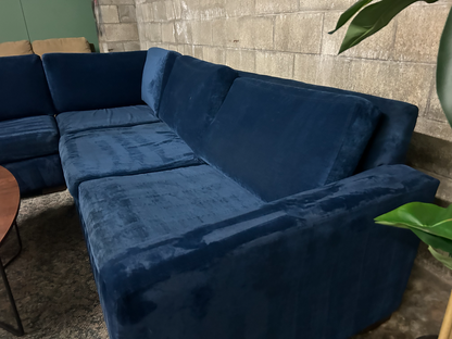 Joybird Anton Blue Velvet Sectional Sofa - (Retails $5,100) Delivery Available!