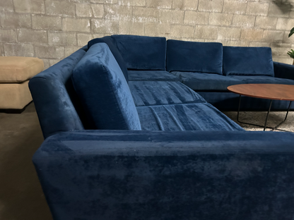 Joybird Anton Blue Velvet Sectional Sofa - (Retails $5,100) Delivery Available!