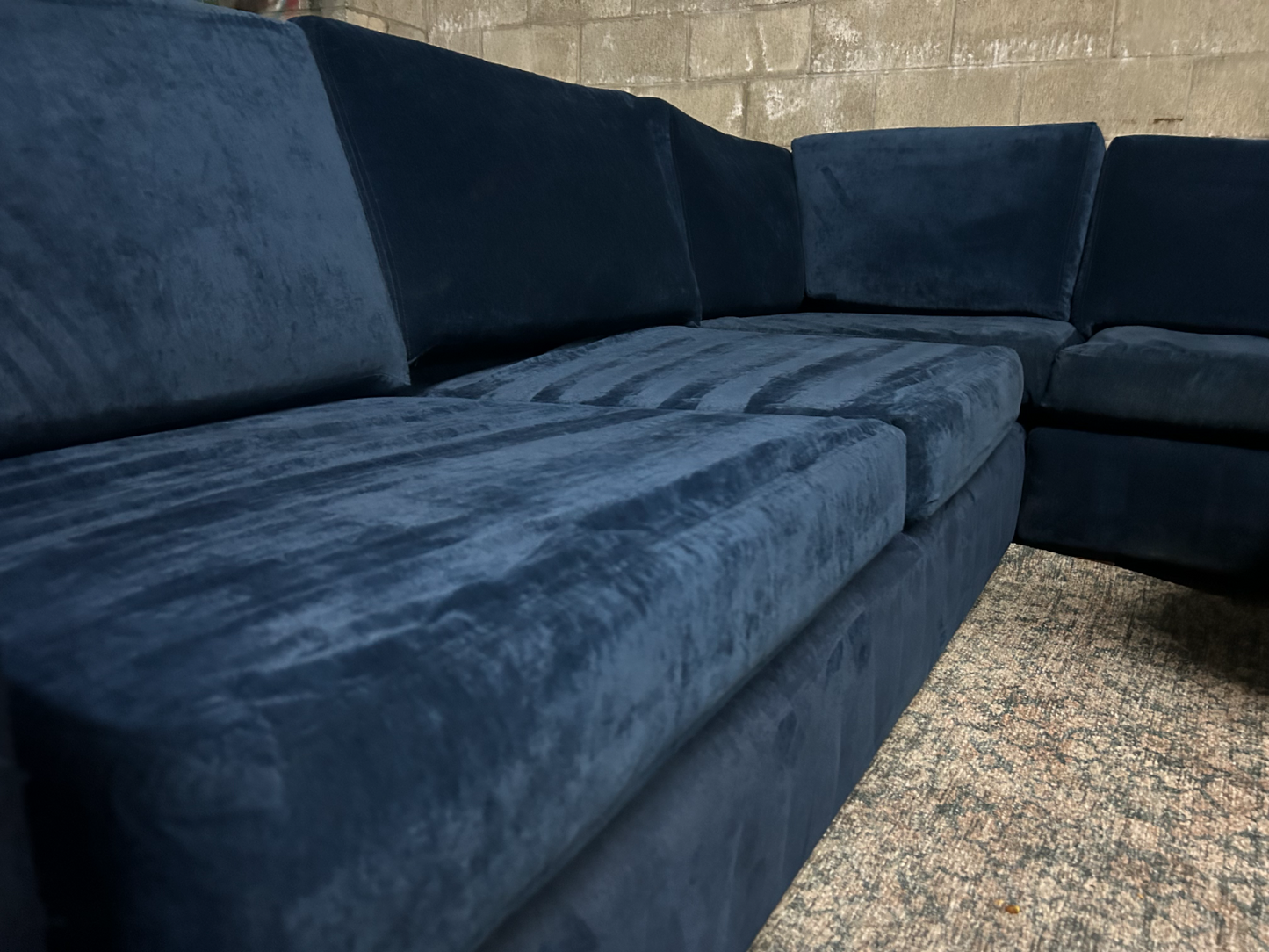 Joybird Anton Blue Velvet Sectional Sofa - (Retails $5,100) Delivery Available!