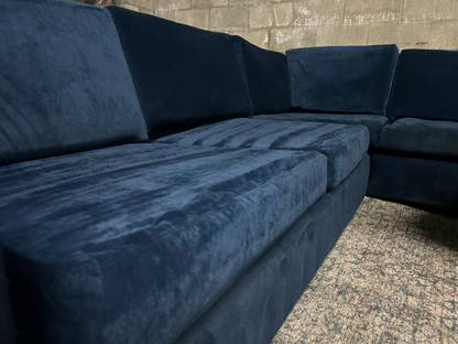 Joybird Anton Blue Velvet Sectional Sofa - (Retails $5,100) Delivery Available!