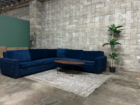Joybird Anton Blue Velvet Sectional Sofa - (Retails $5,100) Delivery Available!