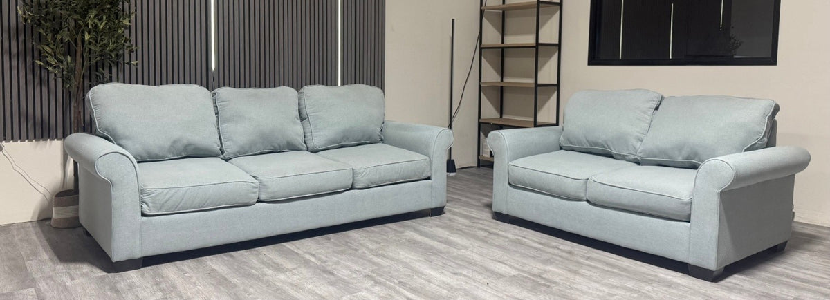 65% OFF Light Blue Sofa and Loveseat Set –  Certified Clean + Free OC Delivery