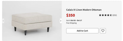 60% OFF Living Spaces Calais Sectional w/ Ottoman  –  Certified Clean + Free OC Delivery