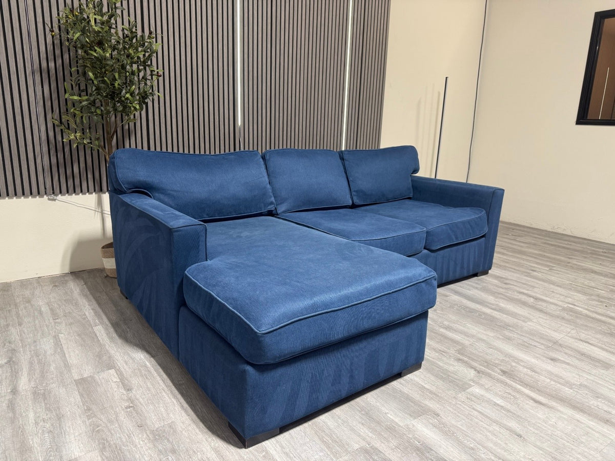 Deep Blue Sectional Sofa with Chaise
