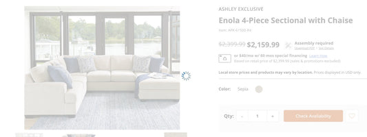 68% OFF Ashley Enola 4 Piece Sectional sofa –  Certified Clean + Free OC Delivery