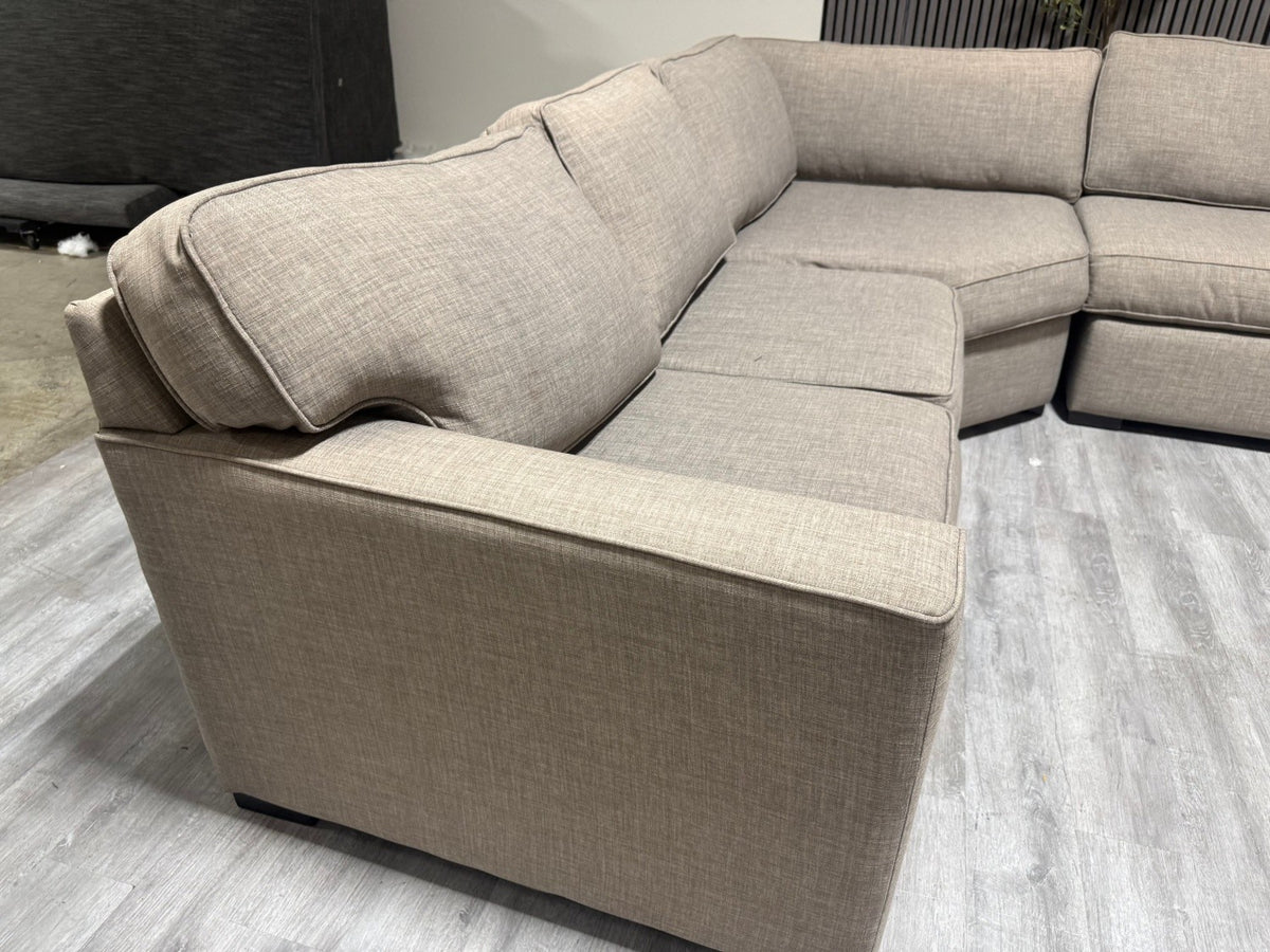 80% OFF Living Spaces Everett Sectional sofa with Cuddler –  Certified Clean + Free OC Delivery