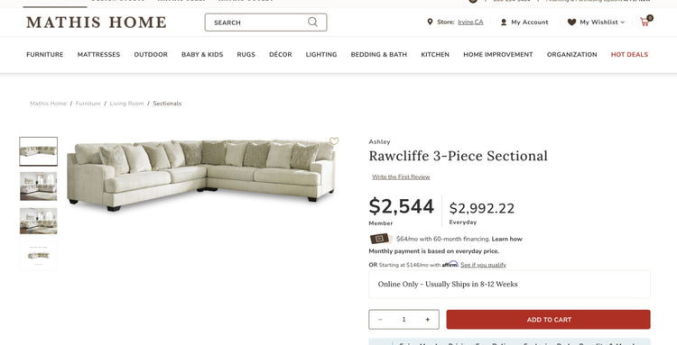 Ashley Rawcliffe 3 Piece Sectional Sofa