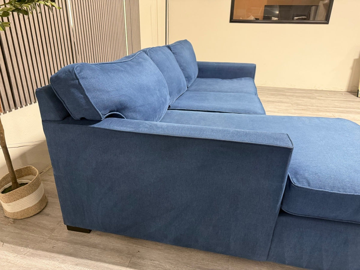 Deep Blue Sectional Sofa with Chaise