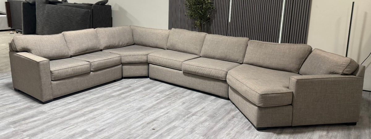 80% OFF Living Spaces Everett Sectional sofa with Cuddler –  Certified Clean + Free OC Delivery