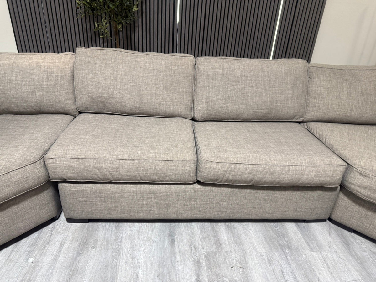 80% OFF Living Spaces Everett Sectional sofa with Cuddler –  Certified Clean + Free OC Delivery