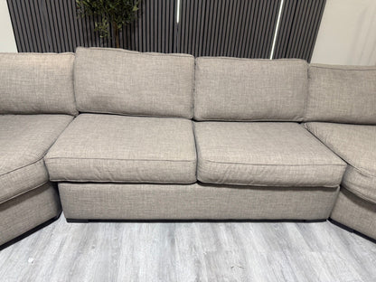 80% OFF Living Spaces Everett Sectional sofa with Cuddler –  Certified Clean + Free OC Delivery