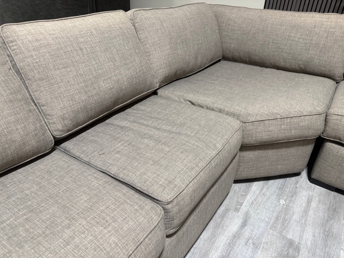 80% OFF Living Spaces Everett Sectional sofa with Cuddler –  Certified Clean + Free OC Delivery