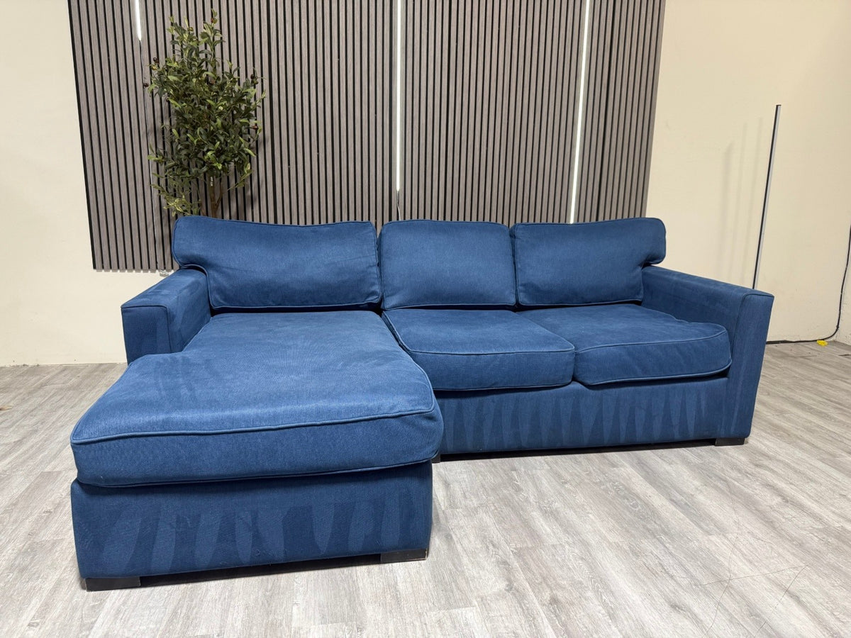 Deep Blue Sectional Sofa with Chaise