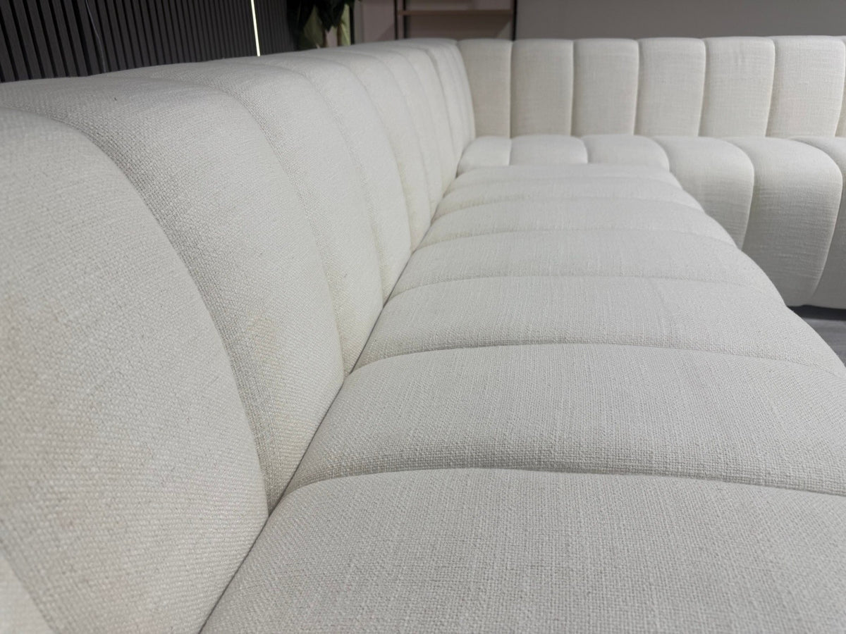 Meredith Baer Custom Channeled High Quality Sectional Sofa – Retails ≈ $10,000+ –  Certified Clean + Free OC Delivery
